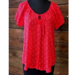 2 FOR $9 OLD NAVY Red W/White Flowers Top